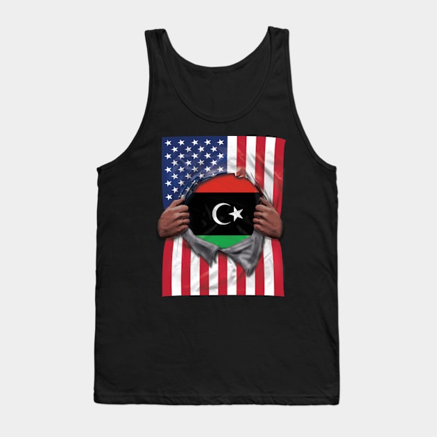 Libya Flag American Flag Ripped - Gift for Libyan From Libya Tank Top by Country Flags